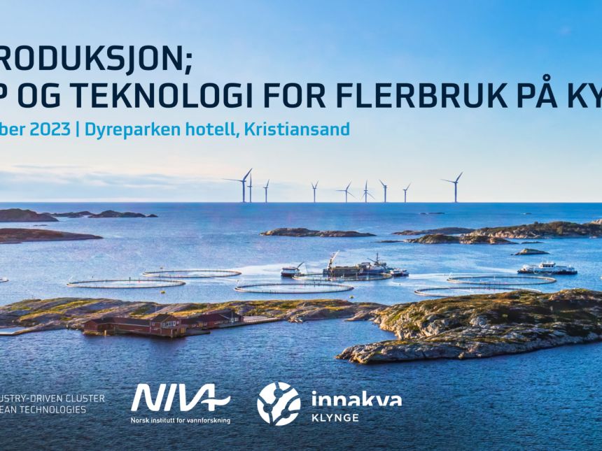 Bilde av kystområde med vindmøller i bakgrunn