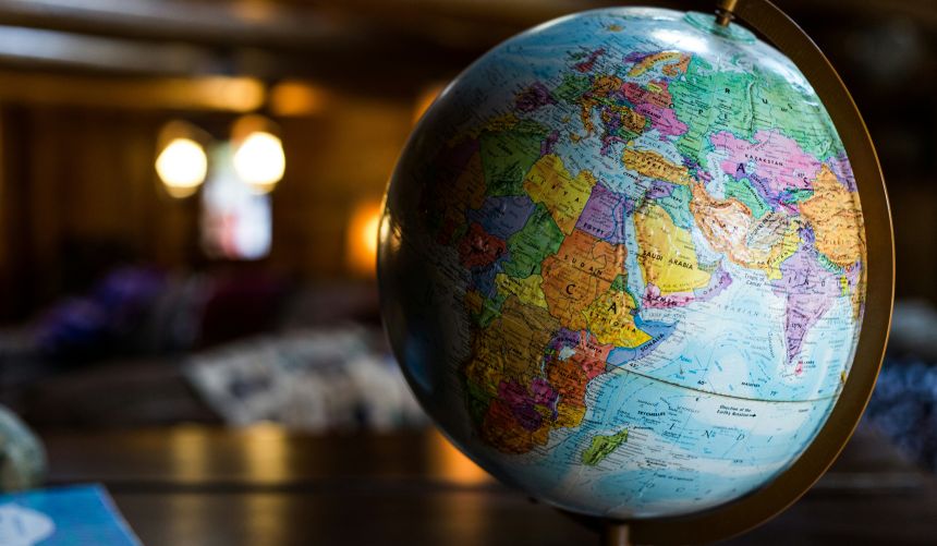 A small globe on a table