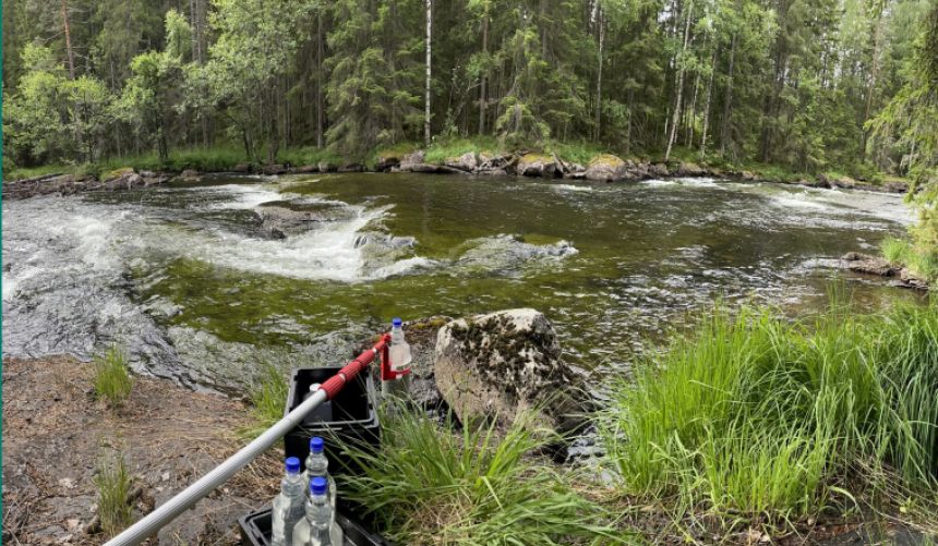 Equipment in front of river