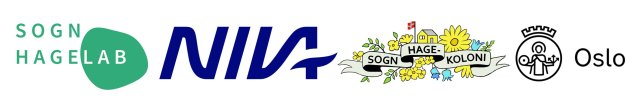 Logoene til Sogn hagelab, NIVA, Sogn hagekoloni og Oslo kommune 