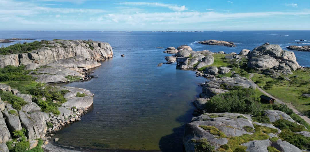 Dronebilde av kystnatur