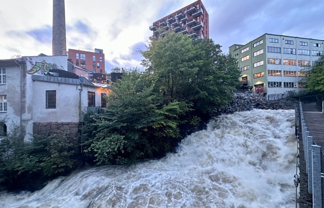 Høy vannføring i Alnaelva