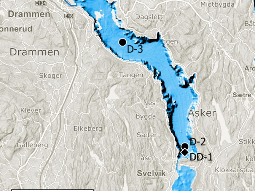 Kart Drammensfjorden
